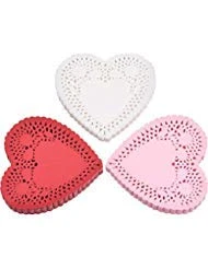 Mtlee 300 Pieces Valentine Heart Doilies 4 Inch Heart Shaped Paper Doilies With 3 Colors, Red, Pink And White (300)