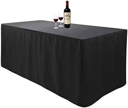 4 Feet (L X W: 48"X30") Rectangle Fitted Tablecloth For Wedding Party Banquet,Polyester Cloth Fabric Cover, White - Image 5