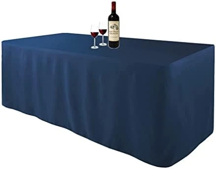 4 Feet (L X W: 48"X30") Rectangle Fitted Tablecloth For Wedding Party Banquet,Polyester Cloth Fabric Cover, White - Image 3