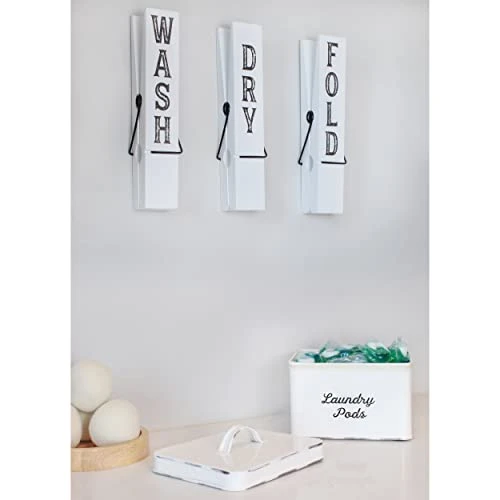 Enamelware Laundry Pod Holder; Rustic White Laundry Pod Storage Container - Image 4