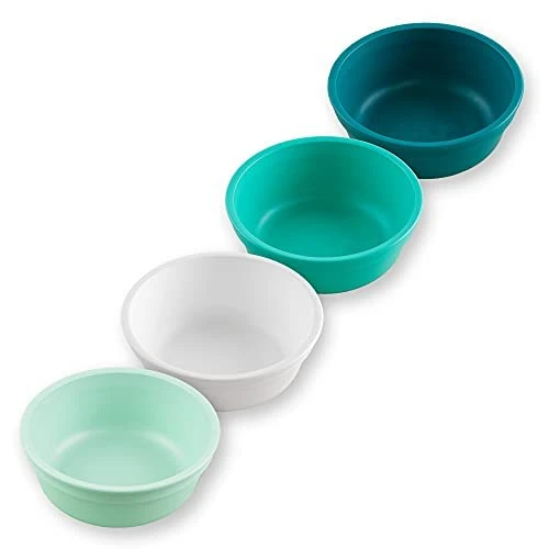 Made In USA 4 Pack 12 Oz. Bowls - Made From Eco Friendly Heavyweight Recycled Milk Jugs - Virtually Indestructible - BPA Free - Microwave & Dishwasher Safe - Fresh - With 1 Lid - Image 5