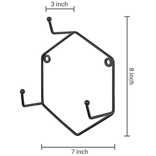 Wall Mounted Matte Black Metal Coffee Mug Holder Rack With 3 Hooks, Modern Geometric Hanging Mug Holder Set Of 6 - Handcrafted In India - Image 3