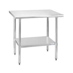 Ally Stainless Steel Table For Prep & Work 24 X 36 Inches, NSF Commercial Heavy Duty Table With Undershelf And Galvanized Legs For Restaurant, Home And Hotel