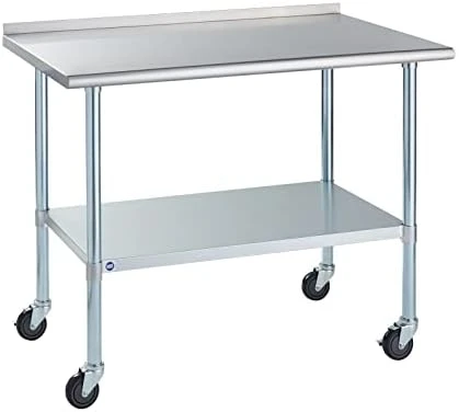 OCKPOINT Stainless Steel Table For Prep & Work With Backsplash 60x24 Inches, NSF Metal Commercial Kitchen Table With Adjustable Under Shelf And Table Foot For Restaurant, Home And Hotel - Image 11