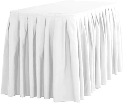 InenTablecloth 21 Ft. Accordion Pleat Polyester Table Skirt Black - Image 5