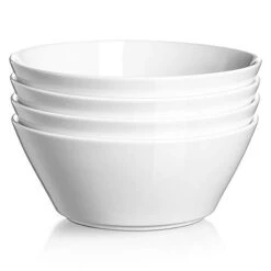 Ceramic Soup Bowls, 32 Ounces White Ramen Bowl For Noodle, Porcelain Salad Bowls Set Of 4, Large Cereal Snack Bowls For Kitchen, Dishwasher & Microwave Safe