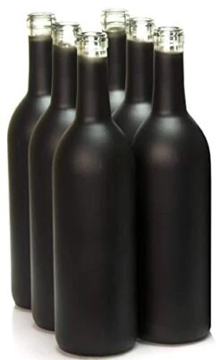 - W5BK-6PK 750ml Glass Bordeaux Wine Bottle Flat-Bottomed Cork Finish - Case Of 6 (Black Frosted)