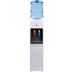 A1WATERCOOLER A1 Top Loading Cooler Dispenser, Hot & Cold Water, Child Safety Lock, Innovative Slim Design, Holds 3 Or 5 Gallon Bottles-UL/Energy Star Approved, White