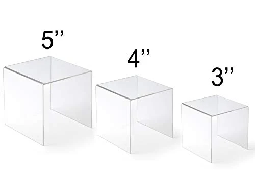 ® 3'' 4'' 5'' -6 PC Clear Acrylic Display Riser Jewelry Showcase Fixtures, Food Display Riser (Set Of 2) - Image 2