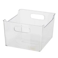 Storage Bin With Handles - Deep (9.75" X 9" X 6") - Ideal For Kitchen Organization, Pantry Storage, Fridge Organizing, Clear