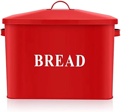Bread Box, Metal Bread Box With Lid For Kitchen Countertop, Large Bread Bin Holder Storage Container - 13" X 9.8" X 7.3" - Holds 2+ Loaves, Modern Farmhouse & Vintage Style - White - Image 9