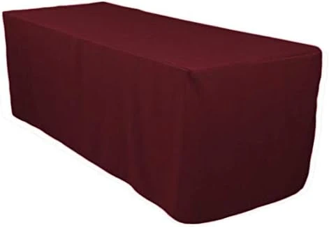 InenTablecloth 6 Ft. Fitted Polyester Tablecloth Black - Image 5