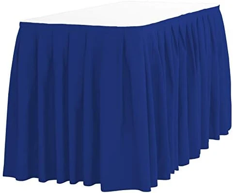 InenTablecloth 21 Ft. Accordion Pleat Polyester Table Skirt Black - Image 4