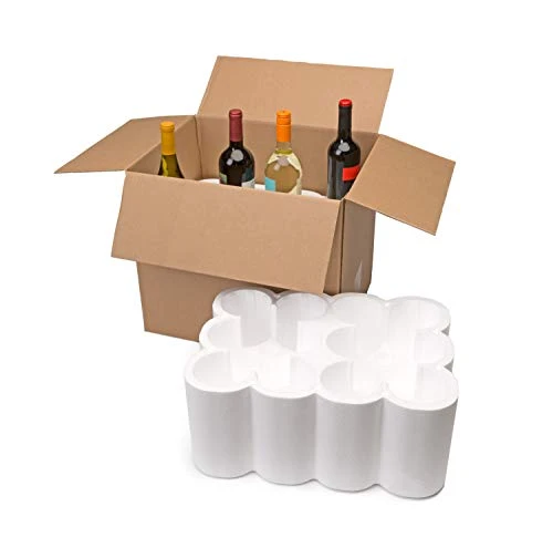 Wine 12 Bottle Wine Shipping, Moving & Packing Kit - Includes A 18-1/8” X 13-7/8” X 15-1/2” Box & Styrofoam Inserts