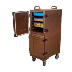 Insulated Dual Capacity Food Pan Carrier With Dolly, 10 Pan Capacity, 50 Inches, Brown