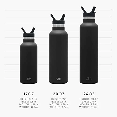 Water Bottle With Narrow Mouth Straw Lid Metal Thermos Vacuum Insulated Stainless Steel L Reusable Leak Proof BPA-Free Flask | Ascent Collection | 24oz, Almond Birch - Image 3