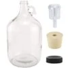 1 Gallon Glass Fermenting Jug With Handle, 6.5 Rubber Stopper, 2-Piece Airlock, Black Plastic Lid - Set Of 1