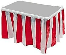 Red & White Striped Table Skirt Carnival Circus Decorations (4)