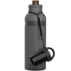 X - Double Walled Vacuum Insulated Bottle With A Bottle Opener Built Into The Tethered Cap - 12oz Longneck - Protects & Keeps Your Beer Cold Up To 6 Hours (Charcoal)