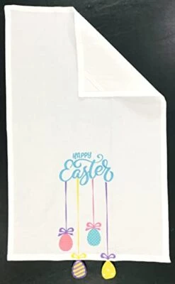 Soft And Absorbent Velour Cotton Kitchen Dish Towels And Matching Bamboo Kitchen Utensil, 3 Pc. Set: Happy Easter Colorful Love You More Than Jelly Beans