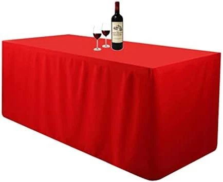 4 Feet (L X W: 48"X30") Rectangle Fitted Tablecloth For Wedding Party Banquet,Polyester Cloth Fabric Cover, White - Image 13