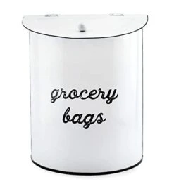 Rustic Grocery Bag Holder; Wall-Mounted Vintage Enamelware Farmhouse Style Plastic Bag Dispenser For Kitchen Or Laundry Room