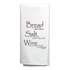 Bread Salt Wine Housewarming Gift For Women Wonderful Life Quote Bread Salt Wine Decorative Kitchen Tea Towel White