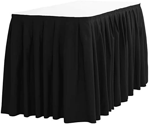 InenTablecloth 21 Ft. Accordion Pleat Polyester Table Skirt Black - Image 7