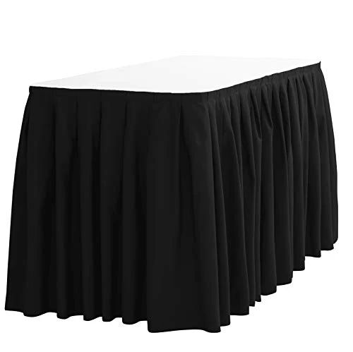 InenTablecloth 21 Ft. Accordion Pleat Polyester Table Skirt Black