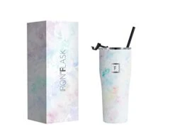 Nsulated Rover Tumbler W/Lid & Straw - 24 Oz Leak Proof & Stainless Steel Bottle For Hot & Cold Drinks - Coffee Travel Mug, Water Metal Canteen, Thermal Cup - Pearl