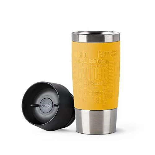 Emsa N20128 Travel Mug Classic Thermo/Insulated Cup Stainless Steel 0.36 Litres 4 Hours Hot 8 Hours Cold BPA 100% Leak-Proof Dishwasher Safe 360° Drinking Opening Yellow - Image 2