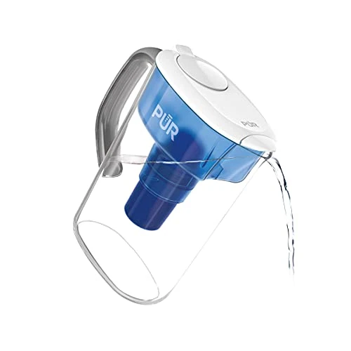 Water Pitcher Filtration System, 7 Cup, Clear/Blue