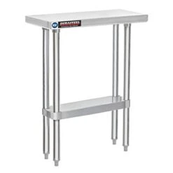 Food Prep Stainless Steel Table - DuraSteel 30 X 12 Inch Commercial Metal Workbench With W/Die Cast Corner Brackets - NSF Certified - For Restaurant, Warehouse, Home, Kitchen, Garage