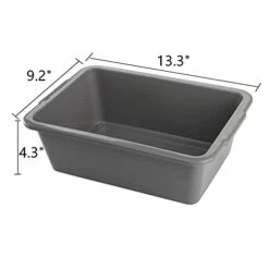 4 Pack Plastic Bus Tubs, 8L Dish Tubs Food Service Tub, Kitchen Rectangle Wash Dish Basin Pans, Small Meat Lugs, Concrete Cement Mixing Tray, Commercial Tote Box For Home, RV, Camping