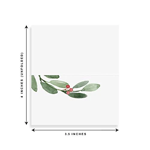 Bliss Collections Greenery Holiday Place Cards For Christmas Party, Wedding Or Special Winter Event! Seating Place Cards For Tables, Scored For Easy Folding, 50 Pack, 2 X 3.5 Inches - Image 4