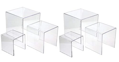 ® 3'' 4'' 5'' -6 PC Clear Acrylic Display Riser Jewelry Showcase Fixtures, Food Display Riser (Set Of 2)