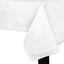 Tablecloths 54”x 108”- 6 Pack 3 Ply Paper Table Cloths With Plastic Backing, Eco Friendly Poly Lined Disposable Paper Tablecloths Crisp White Table Cover Paper (6-Pack)