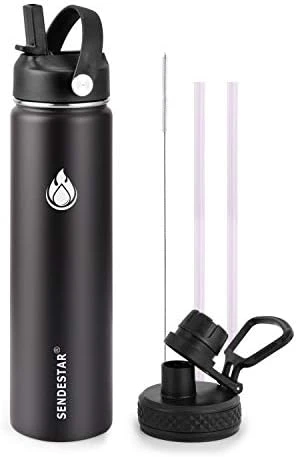 SENDESTAR Stainless Steel Water Bottle, Wide Mouth Water Bottle 18 Oz, 24oz,32 Oz,40 Oz With 2 Lids (Straw Lid), Double Wall Vacuum Insulated Leak Proof, Keep Liquids Hot Or Cold - Image 4