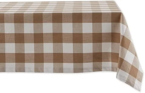 Buffalo Check Collection, Classic Farmhouse Tablecloth, Tablecloth, 52x52, Pink & White - Image 6