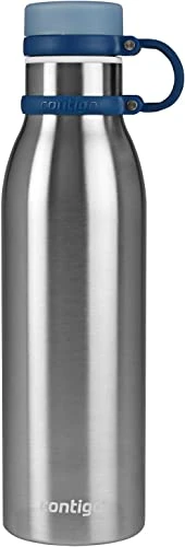 Contigo Matterhorn Stainless Steel Water Bottle, 20 Oz, Monaco - BPA Free Bottle With Tethered Lid Pefect For On The Go - Wide Mouth Idea For Chugging Or Adding Ice - Fits Most Car Cup Holders