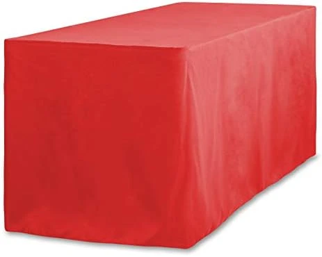 InenTablecloth 6 Ft. Fitted Polyester Tablecloth Black - Image 7