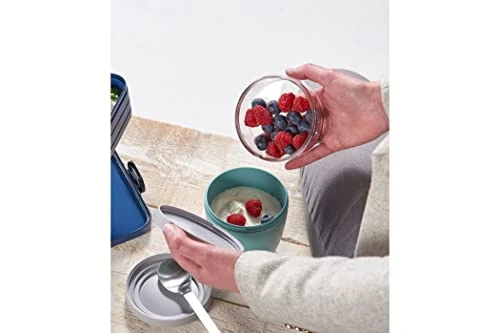 Mepal Epal, Lunchpot With 2 Interchangeable Lids, A Detachable Small Storage Container For Nuts Or Fruit, Portable, BPA Free, Nordic Denim, 4 Inch Diameter, 1 Count - Image 2