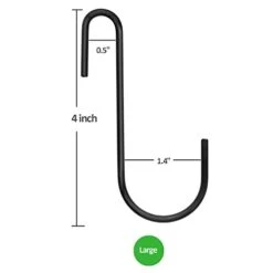 18 Pack ESFUN 4 Inch Heavy Duty S Hooks Black Pan Pot Holder Rack Hooks S Shaped Hooks Hangers For Oval Ceiling Pot Rack Hanging Kitchenware Spoons Pans Pots Utensils Clothes Bags Towels Plants