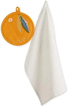 Gift Set Collection Kitchen Set, Potholder & Dishtowel Set, Lemon Plaid, 2 Piece - Image 7