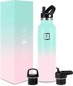 Ports Water Bottle - 24 Oz, 3 Lids (Straw Lid) - Leak Proof, Durable Double Walled Stainless Steel - Gym Bottles For Men, Women & Kids - Insulated Thermos, Hot & Cold Hiking Canteen