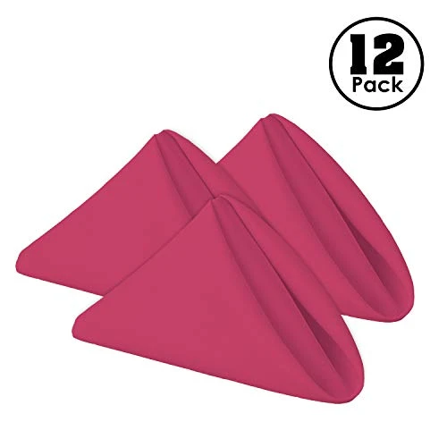 Cloth Napkins - 17 X 17 Inch Fuchsia Solid Washable Polyester Dinner Napkins - Set Of 12 Napkins With Hemmed Edges - Great For Weddings, Parties, Holiday Dinner & More - Image 2