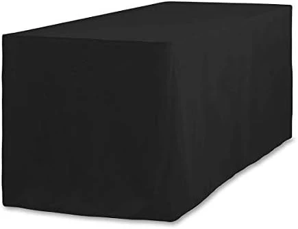 InenTablecloth 6 Ft. Fitted Polyester Tablecloth Black - Image 4