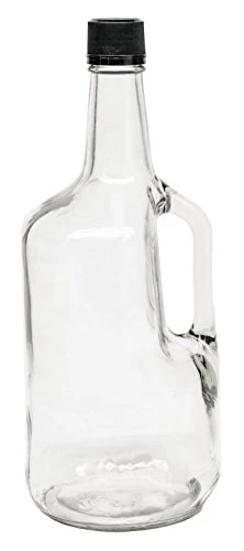 1.75 Liter Clear Glass Jug With Handle And Black Plastic Tamper Evident Lid