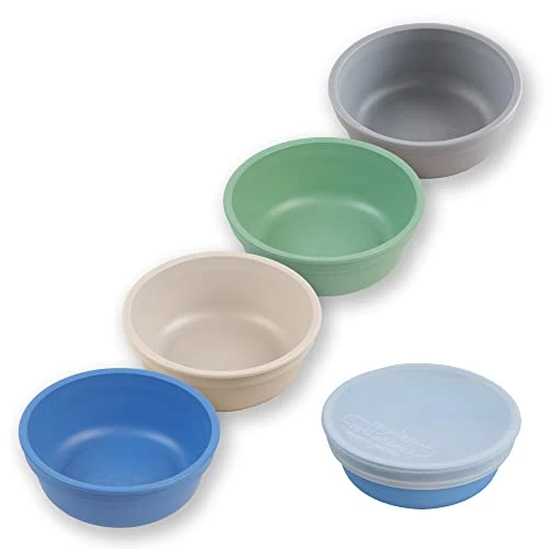 Made In USA 4 Pack 12 Oz. Bowls - Made From Eco Friendly Heavyweight Recycled Milk Jugs - Virtually Indestructible - BPA Free - Microwave & Dishwasher Safe - Fresh - With 1 Lid - Image 6