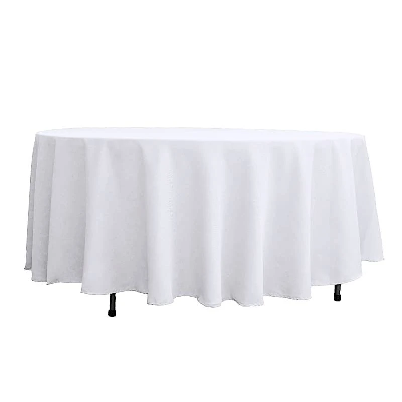 6 Pcs 108 Inch White Round Polyester Tablecloths Fabric Table Cover Linens For Wedding Party Banquet Reception Events Kitchen Dining - Image 3